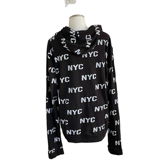 On Fire White & Black NYC‎ Logo Long Sleeve Hooded Shirt Women's Size 3x - Picture 2 of 11